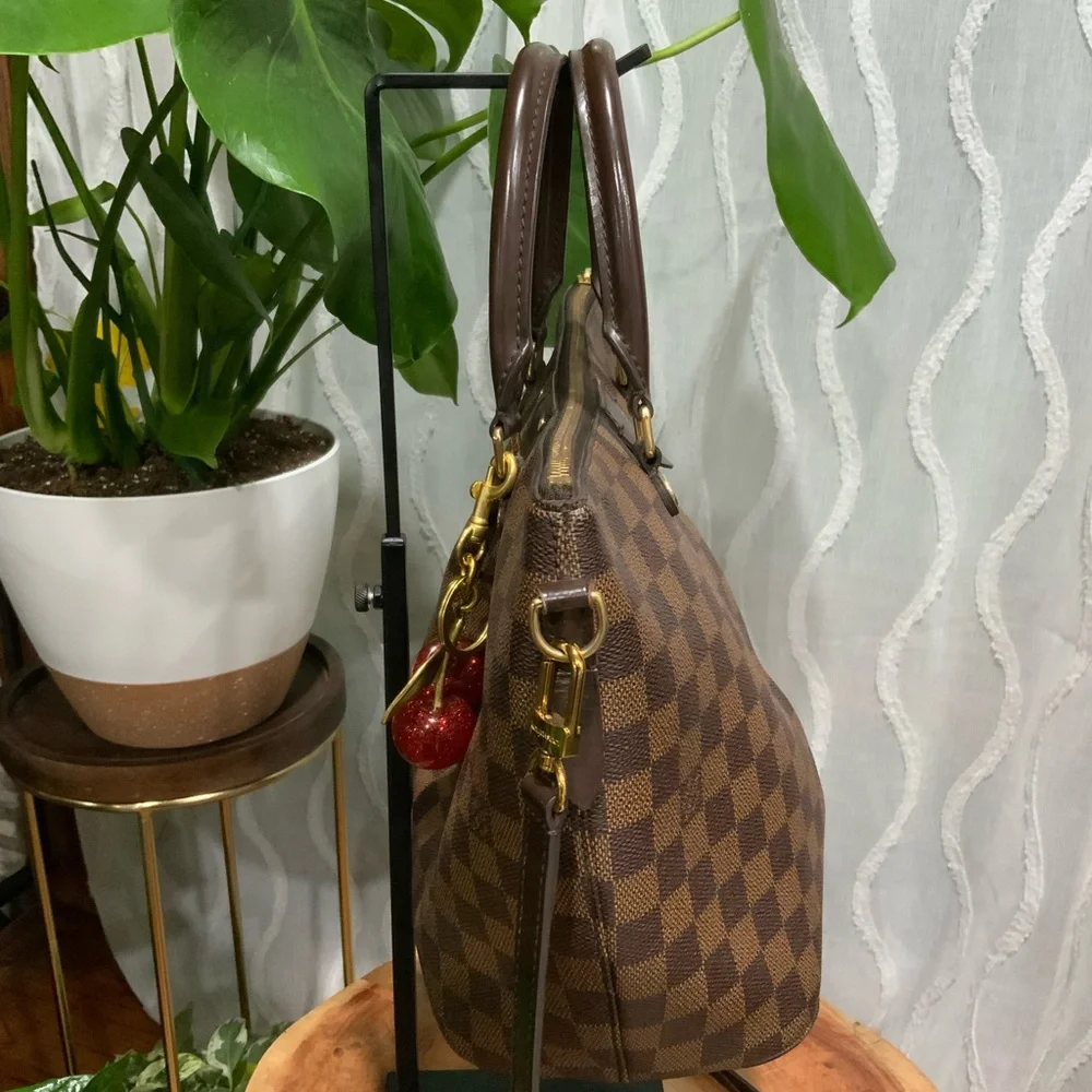 Louis Vuitton Brown Damier Sienna Satchel with Red Cherry Charm Dust Bag - Picture 9 of 17